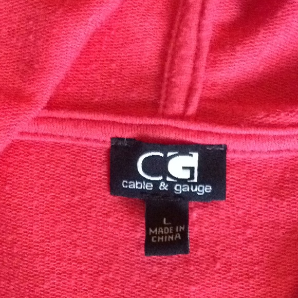 Cable & Gauge orange red knit hooded jacket - Picture 10 of 14